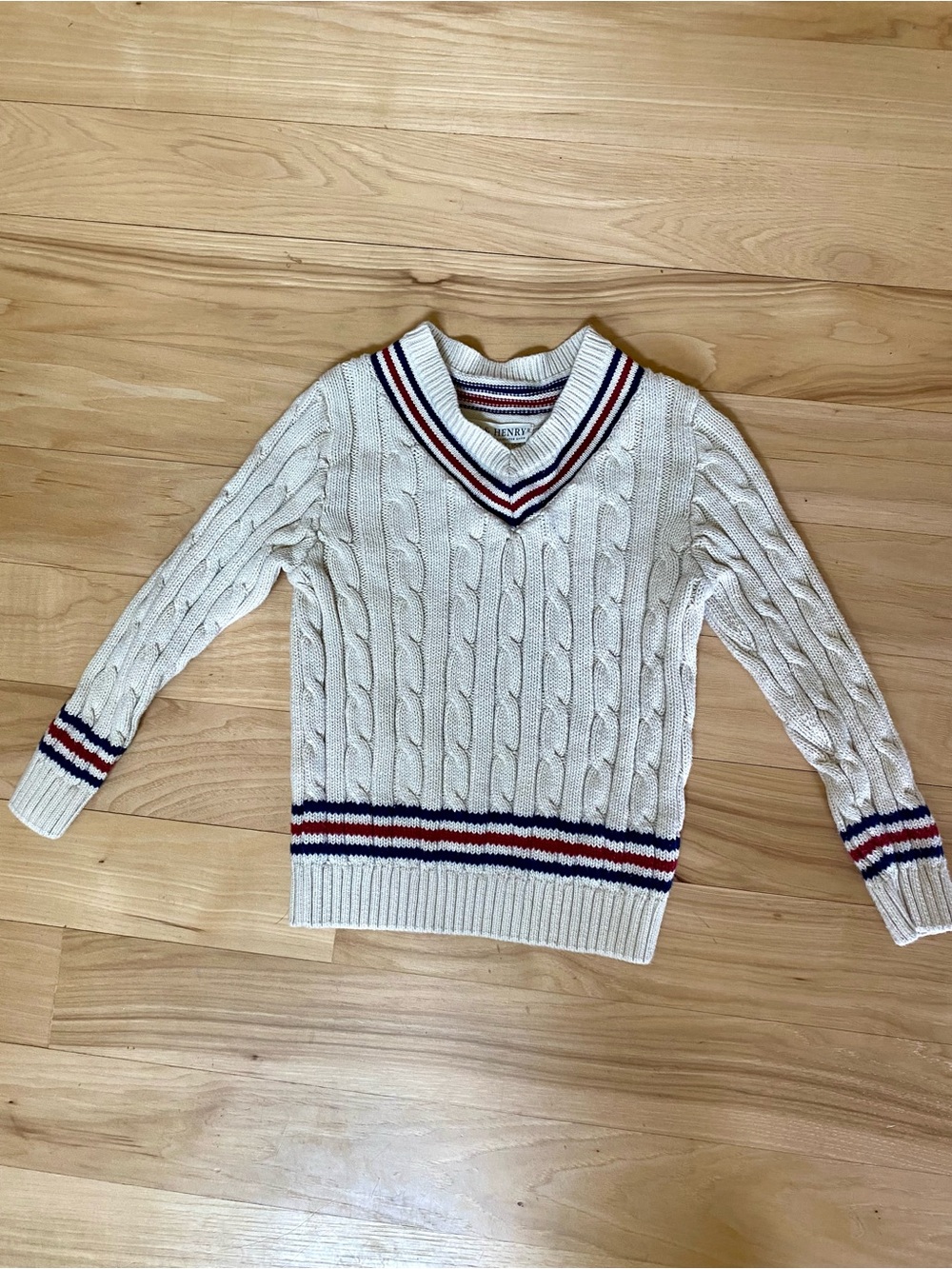 Hope & Henry Boys Sweater V-Neck Sweater Cream Size XXS/Size 4